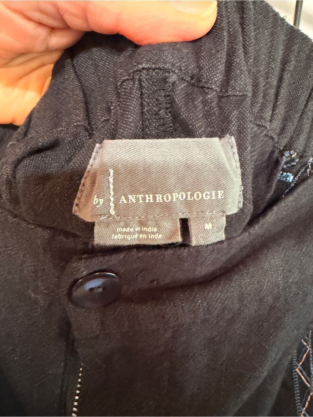 Anthropologie Embroidered Black Wide-Leg Pants - Picture 4 of 6